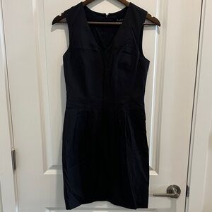 Theory V Neck Elegant Black Sleeveless Dress
